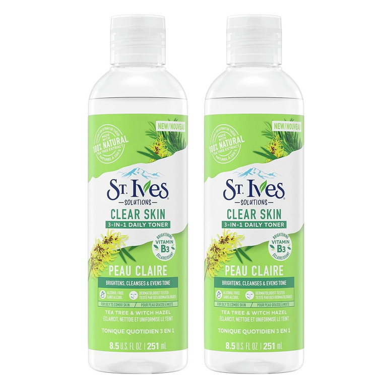 WHOLESALE ST. IVES SOLUTIONS CLEAR SKIN 3-IN-1 DAILY TONER 8.5 OZ (PACK OF 2) - 48 PIECE LOT