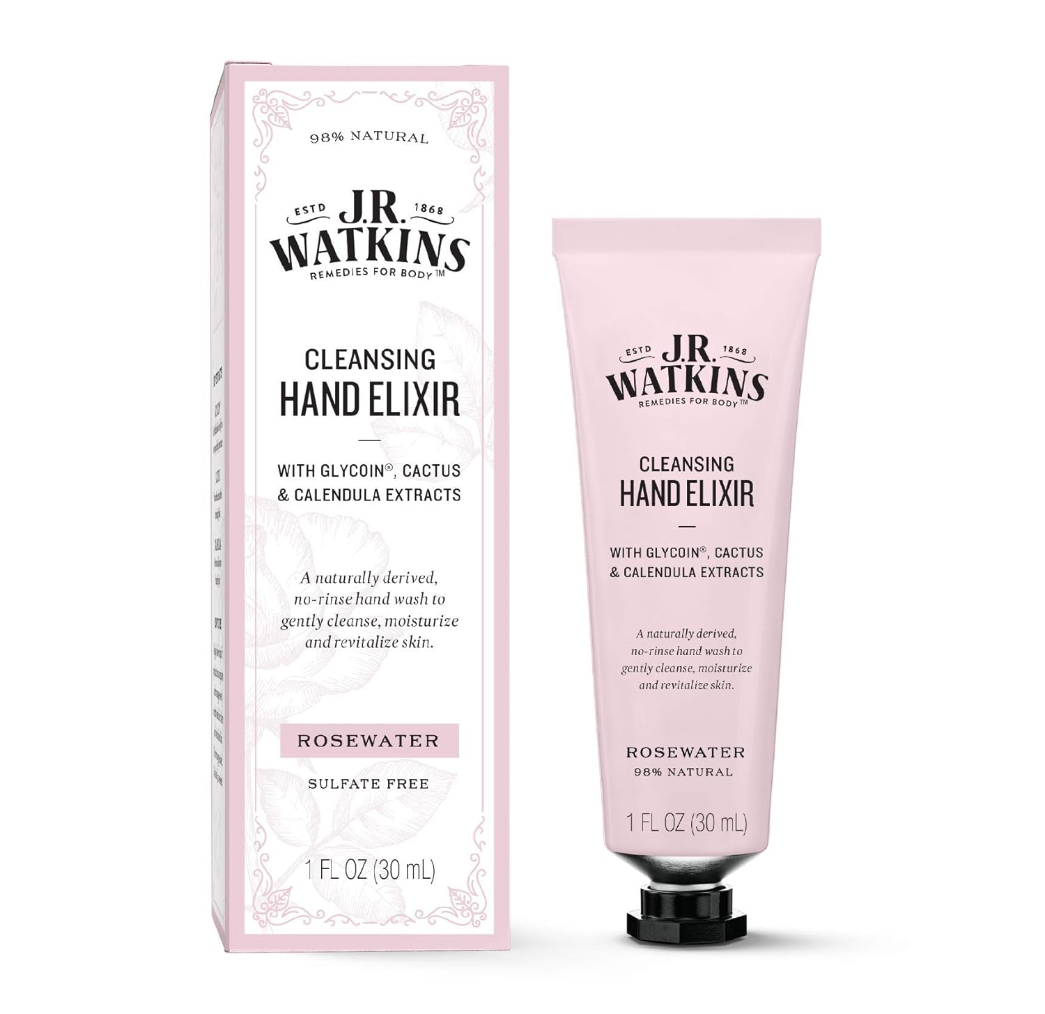 WHOLESALE J.R. WATKINS CLEANSING HAND ELIXIR 1 OZ - ROSEWATER - 48 PIECE LOT