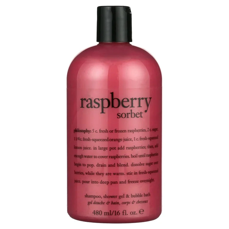 WHOLESALE PHILOSOPHY RASPBERRY SORBET SHAMPOO, SHOWER GEL & BUBBLE BATH 16 OZ - 50 PIECE LOT