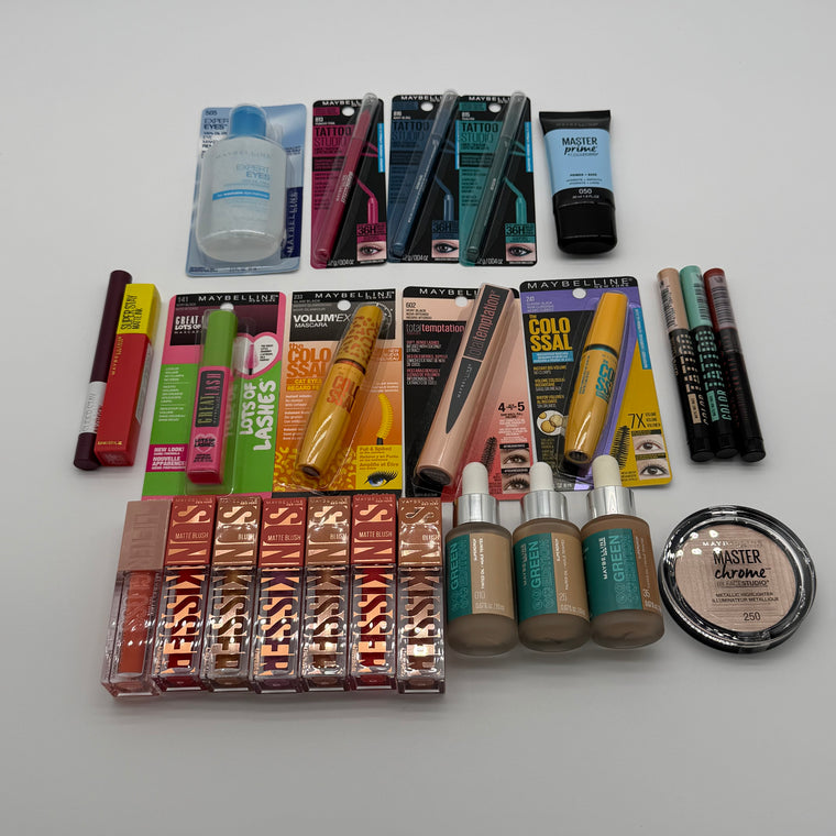 WHOLESALE MAYBELLINE ASSORTED COSMETICS PACKAGE #1 - 100 PIECE LOT