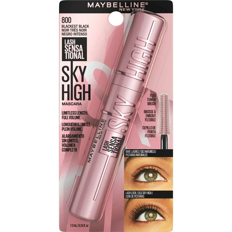 WHOLESALE MAYBELLINE LASHSENSATIONAL SKY HIGH MASCARA 0.24 OZ - BLACKEST BLACK 800 - 72 PIECE LOT