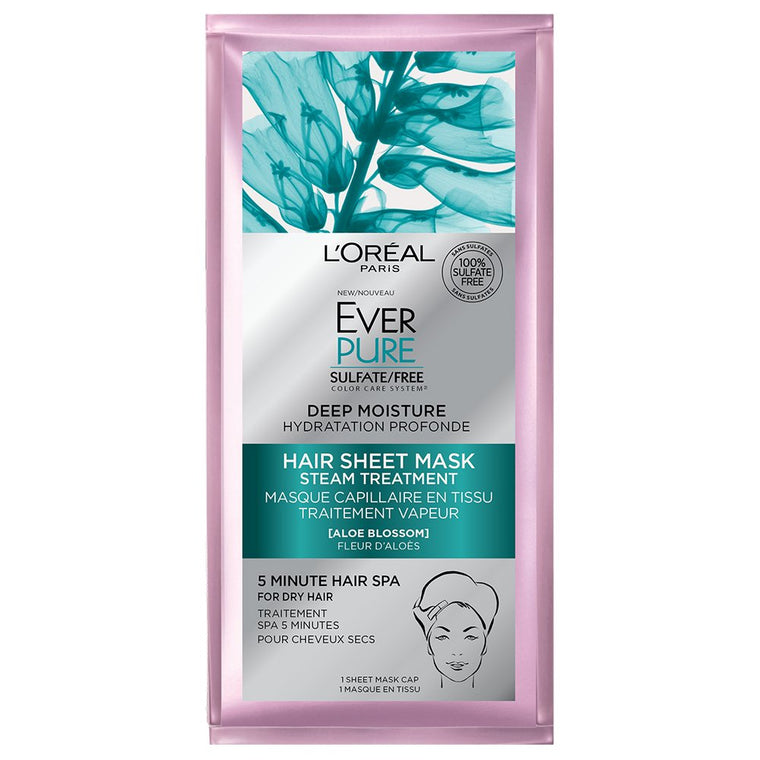WHOLESALE LOREAL EVER PURE DEEP MOISTURE HAIR SHEET MASK WITH ALOE BLOSSOM - 60 PIECE LOT