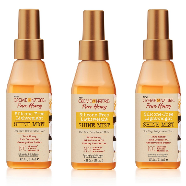 WHOLESALE CREME OF NATURE PURE HONEY SILICONE-FREE LIGHTWEIGHT SHINE MIST 4 OZ (PACK OF 3) - 48 PIECE LOT
