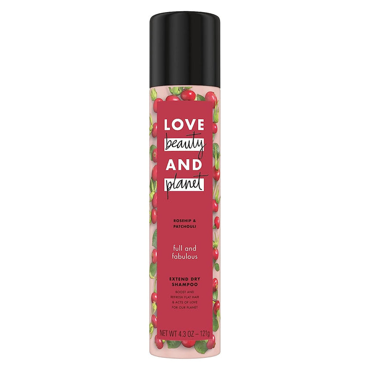 WHOLESALE LOVE BEAUTY AND PLANET FULL AND FABULOUS EXTEND DRY SHAMPOO 4.3 OZ - ROSEHIP & PATCHOULI - 48 PIECE LOT