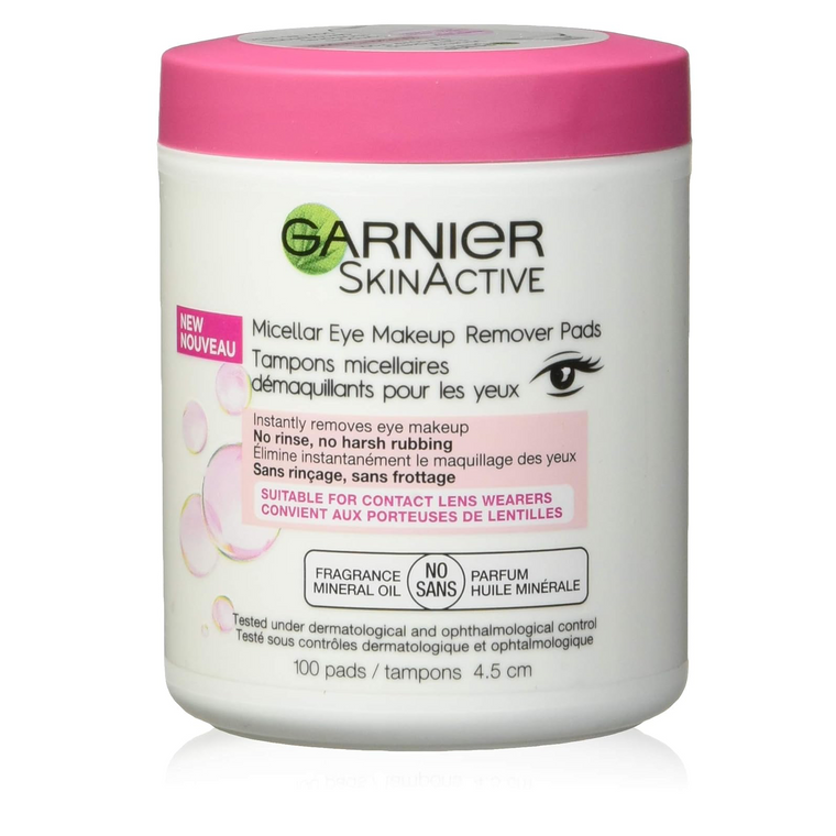 WHOLESALE GARNIER SKINACTIVE MICELLAR EYE MAKEUP REMOVER COTTON PADS 100 COUNT - 48 PIECE LOT