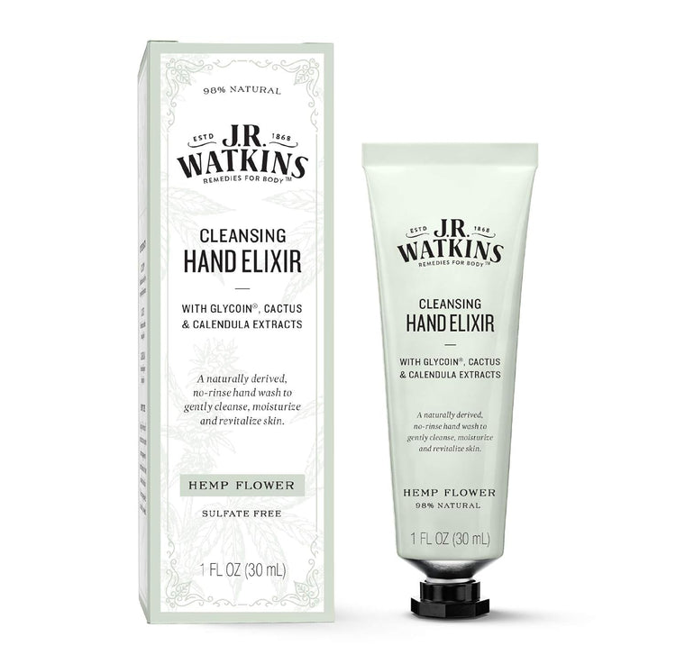 WHOLESALE J.R. WATKINS CLEANSING HAND ELIXIR 1 OZ - HEMP FLOWER - 48 PIECE LOT