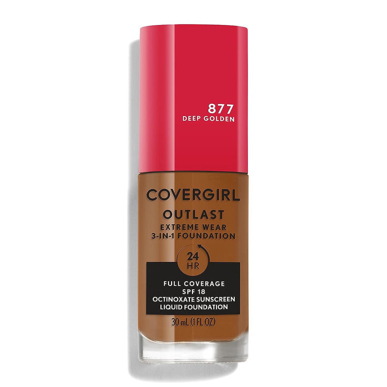 WHOLESALE COVERGIRL OUTLAST EXTREME WEAR 3-IN-1 FOUNDATION 1 OZ - DEEP GOLDEN 877 - 72 PIECE LOT