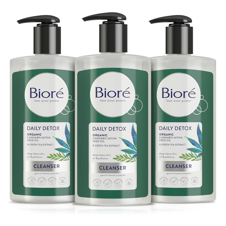 WHOLESALE BIORE DAILY DETOX ORGANIC CANNABIS SATIVA SEED OIL CLEANSER 6.77 OZ (PACK OF 3) - 48 PIECE LOT