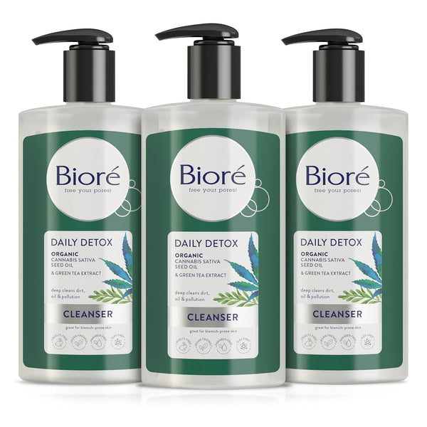 WHOLESALE BIORE DAILY DETOX ORGANIC CANNABIS SATIVA SEED OIL CLEANSER 6.77 OZ (PACK OF 3) - 48 PIECE LOT