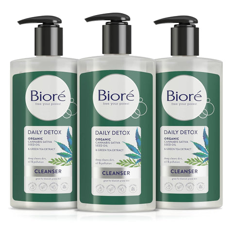WHOLESALE BIORE DAILY DETOX ORGANIC CANNABIS SATIVA SEED OIL CLEANSER 6.77 OZ (PACK OF 3) - 48 PIECE LOT
