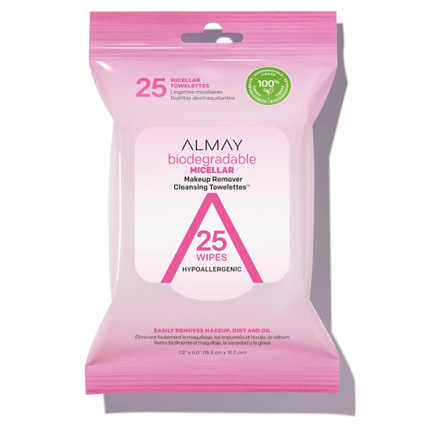 WHOLESALE ALMAY MICELLAR MAKEUP REMOVER CLEANSING TOWELETTES 25 COUNT - 48 PIECE LOT