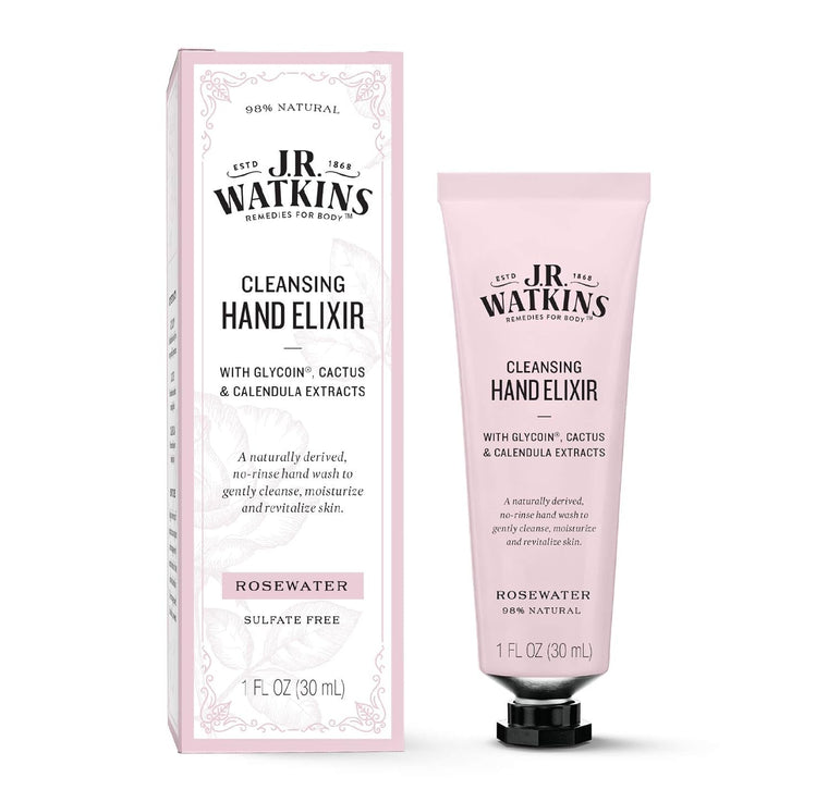 WHOLESALE J.R. WATKINS CLEANSING HAND ELIXIR 1 OZ - ROSEWATER - 48 PIECE LOT