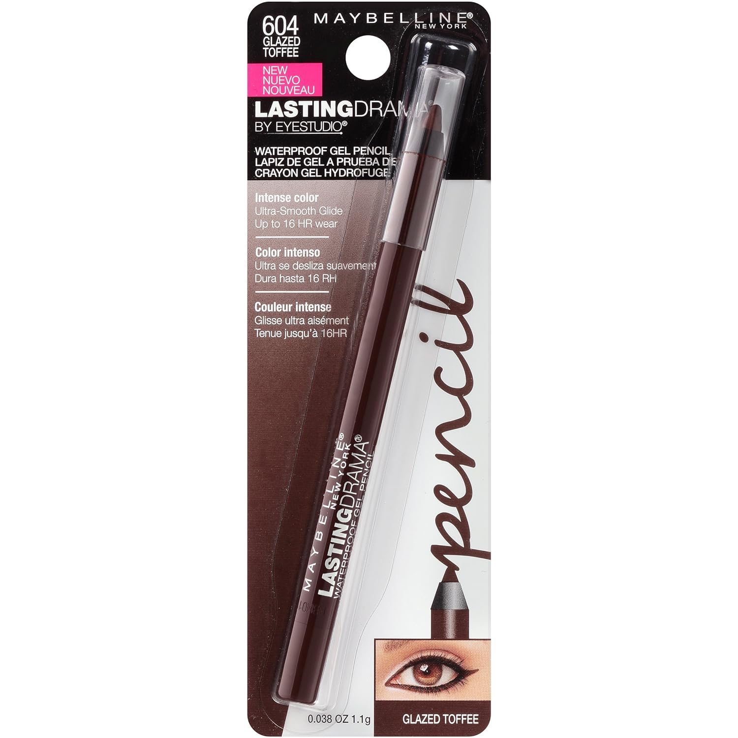 WHOLESALE MAYBELLINE LASTING DRAMA WATERPROOF GEL PENCIL EYELINER 0.038 OZ - GLAZED TOFFEE 604 - 72 PIECE LOT