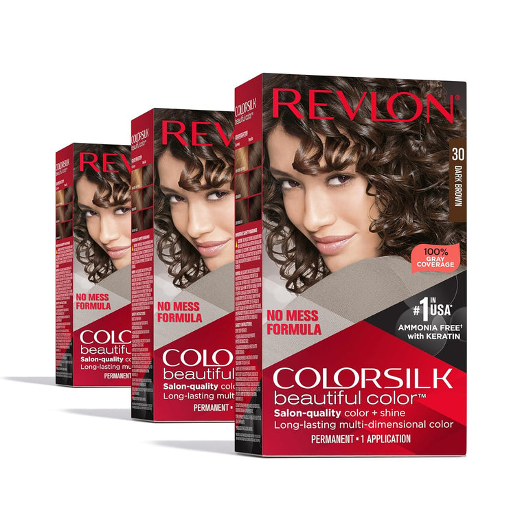 WHOLESALE REVLON LUXURIOUS COLORSILK BEAUTIFUL COLOR HAIR COLOR (PACK OF 3) - DARK BROWN 30 - 48 PIECE LOT