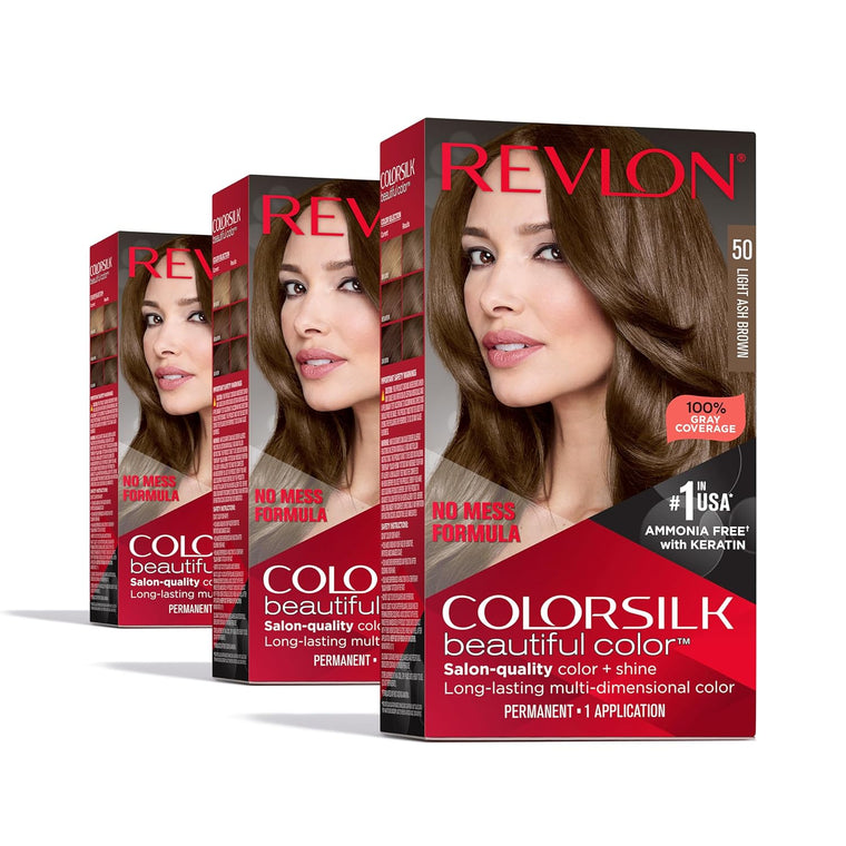 WHOLESALE REVLON LUXURIOUS COLORSILK BEAUTIFUL COLOR HAIR COLOR (PACK OF 3) - LIGHT ASH BROWN 50 - 48 PIECE LOT