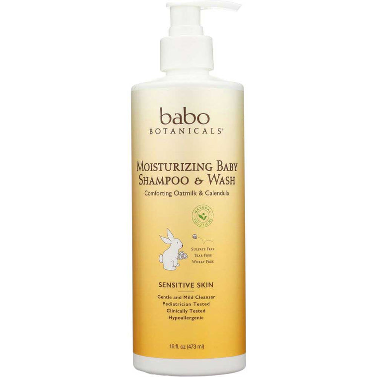 WHOLESALE BABO BOTANICALS MOISTURIZING BABY SHAMPOO & WASH 16 OZ - 48 PIECE LOT