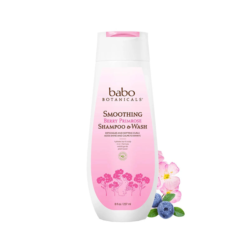 WHOLESALE BABO BOTANICALS SMOOTHING BERRY PRIMROSE SHAMPOO & WASH 8 OZ - 48 PIECE LOT