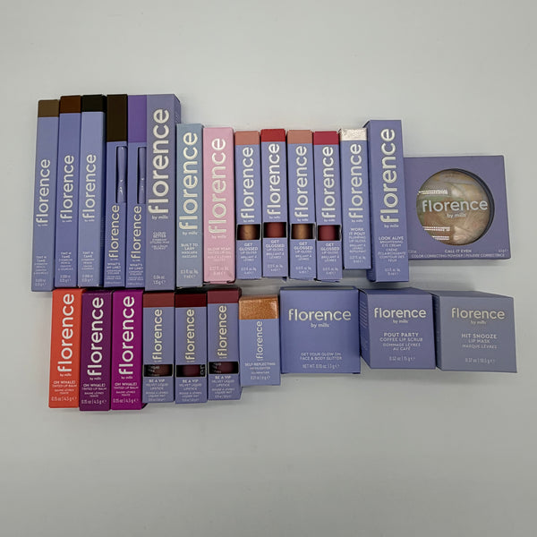 WHOLESALE FLORENCE BY MILLS ASSORTED COSMETICS PACKAGE #1 - 50 PIECE LOT