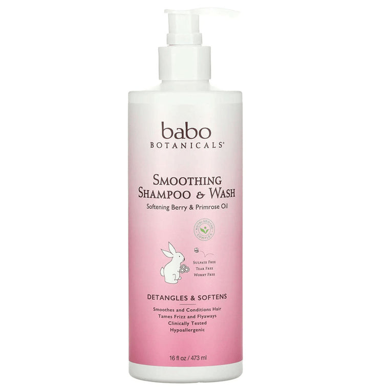 WHOLESALE BABO BOTANICALS SMOOTHING SHAMPOO & WASH 16 OZ - 48 PIECE LOT