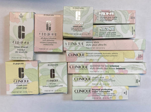 WHOLESALE ASSORTED CLINIQUE COSMETICS LOT BOXED - ASSORTED - 50 PIECE LOT