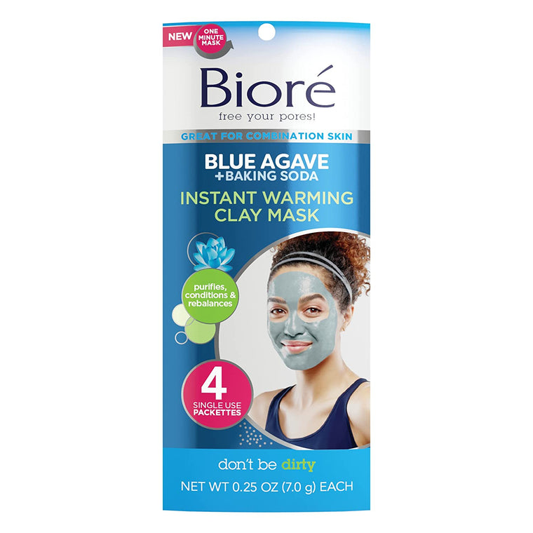 WHOLESALE BIORE BLUE AGAVE + BAKING SODA INSTANT WARMING CLAY MASK 0.25 OZ - 4 PACKETTES - 48 PIECE LOT