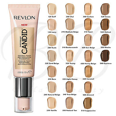 WHOLESALE REVLON PHOTOREADY CANDID NATURAL FINISH ANTI-POLLUTION FOUNDATION 0.75 OZ ASSORTED SHADES - 100 PIECE LOT